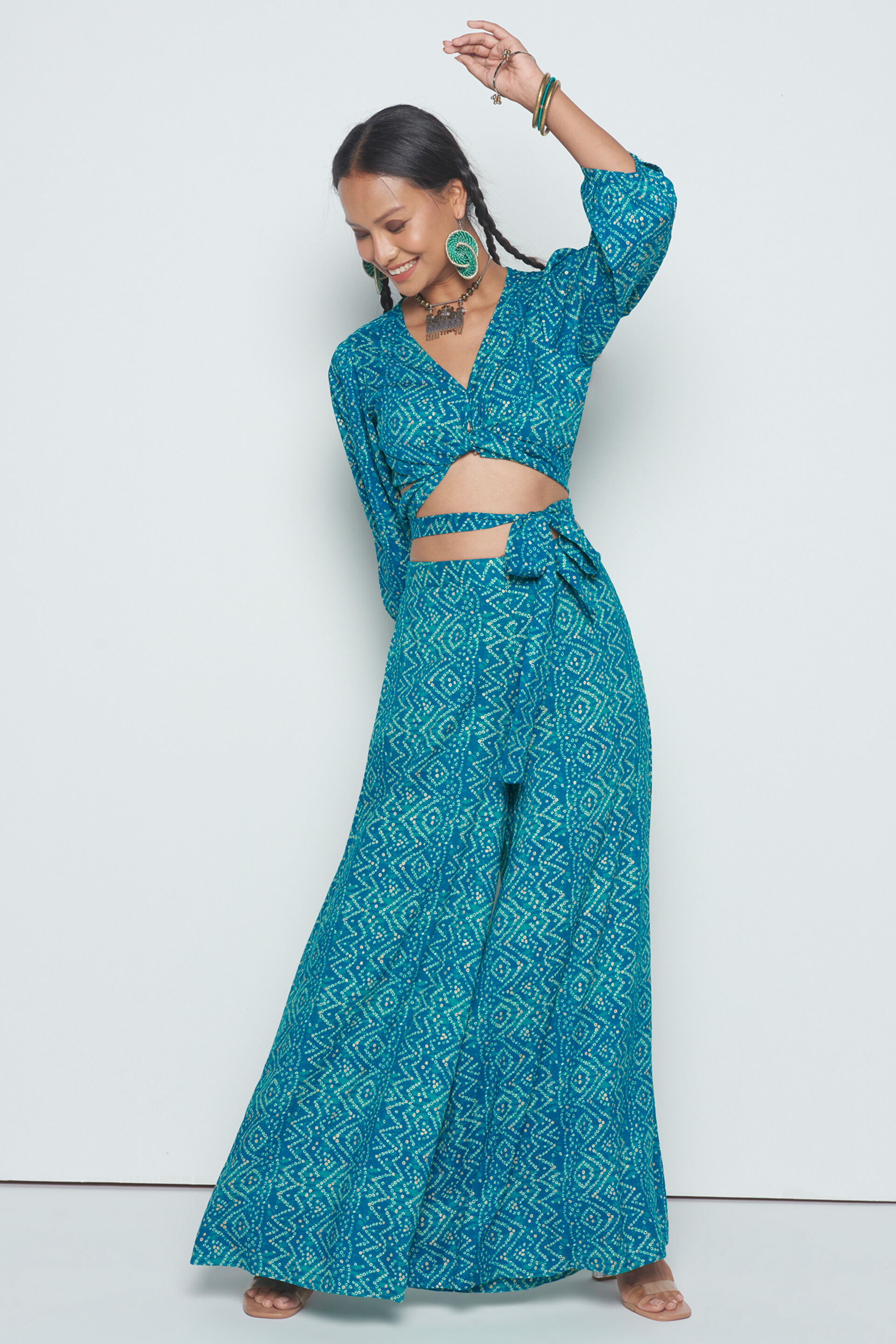 Teal Visose Co-ord Set, Teal, image 2